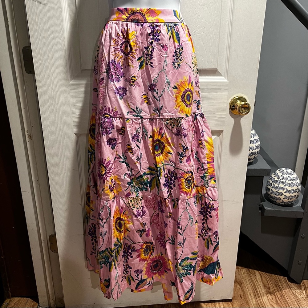 Elie Tahiri Pink Combo Sunflower/ Foral Maxi Skirt (NWT)
